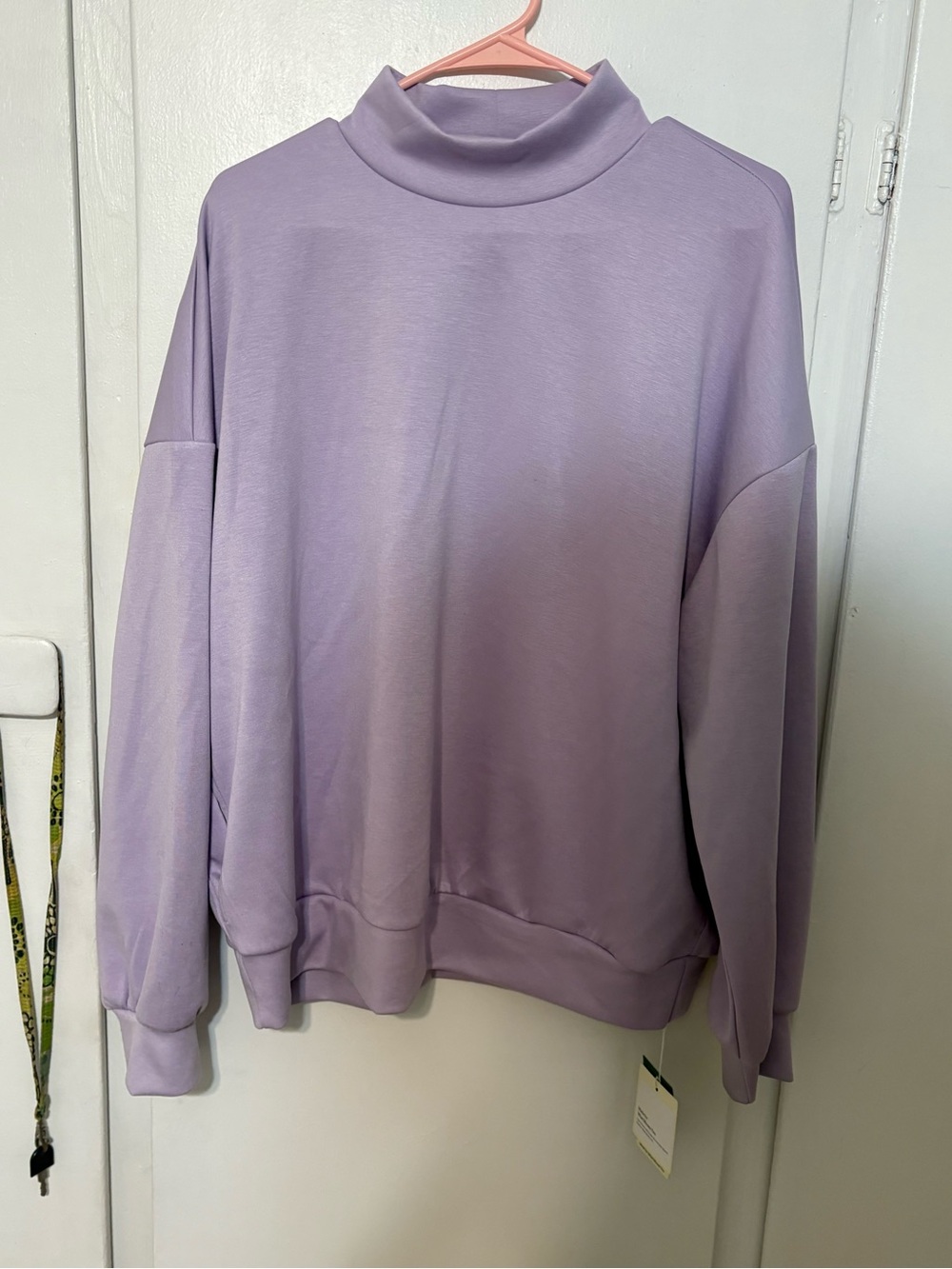 HALARA Mock Neck Relaxed Sweatshirt w/ Pockets (color: fair orchid)